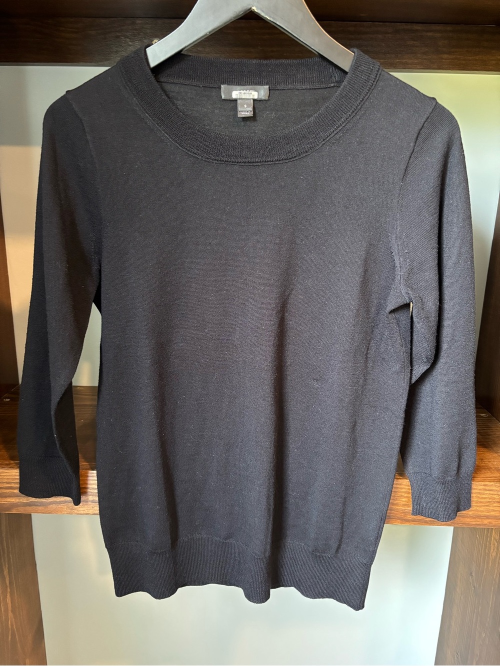 J. Crew 100% Merino Wool Black Crewneck Sweater